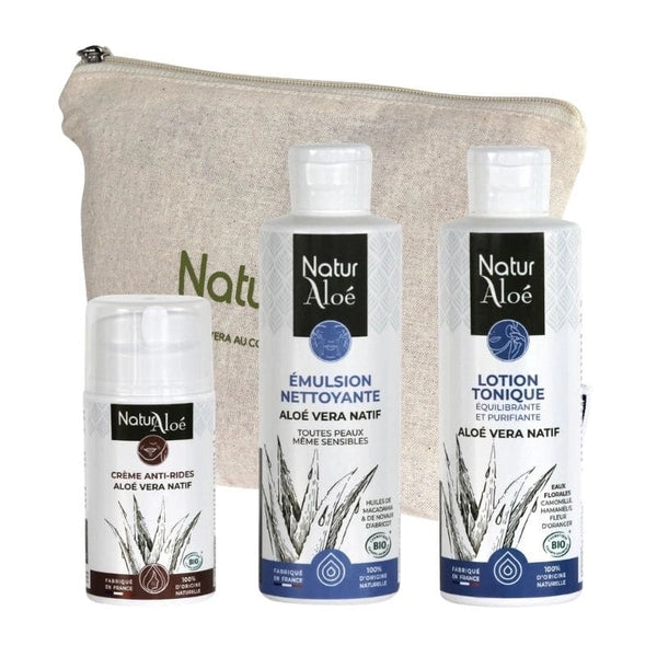 Coffret Anti-Âge à l’Aloé Vera – 3 Soins Visage – certifiés Bio – NaturAloé