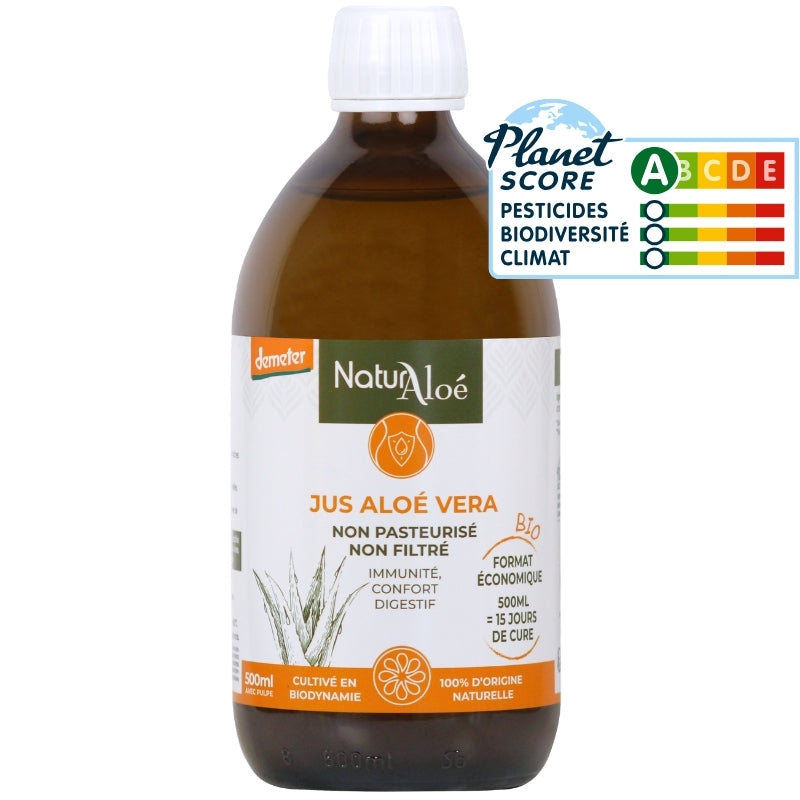 Jus d'Aloé Vera non pasteurisé certifié Bio et Demeter