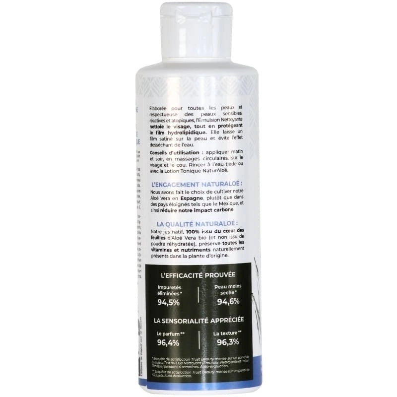 Dos flacon soin nettoyant visage hydratant à l’Aloé Vera - NaturAloé