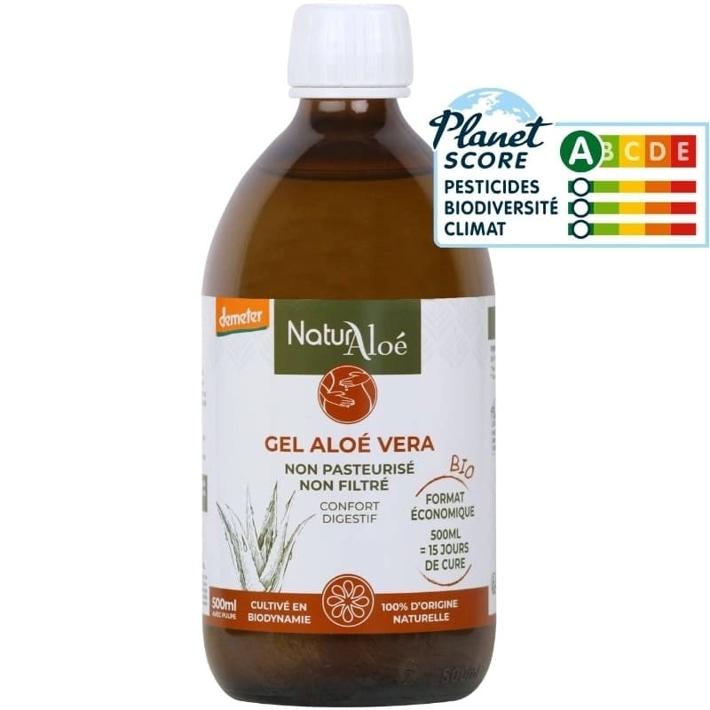 Gel d’Aloé Vera Bio à boire – flacon vue de face – NaturAloé