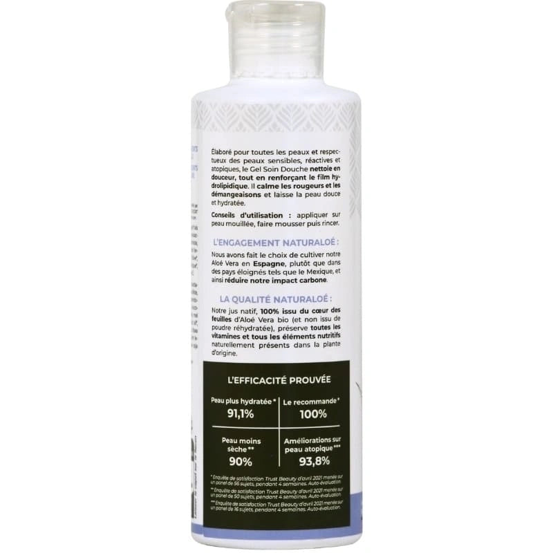Gel douche soin hydratant et naturel en flacon dos - NaturAloé