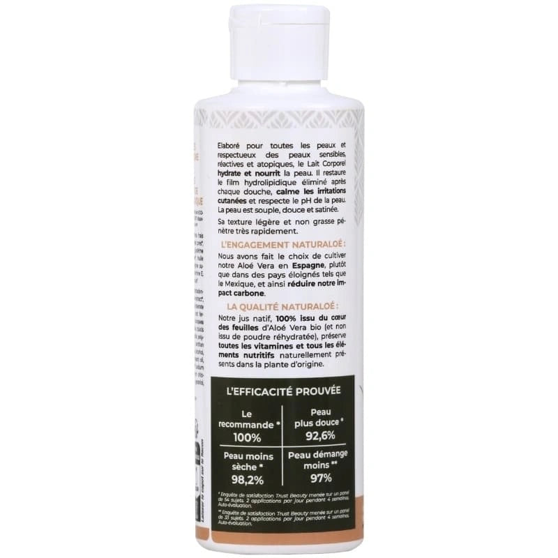 Dos flacon soin corporel nourrissant à l'Aloé Vera- NaturAloé