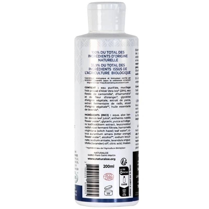 Ingrédient utilisés dans la lotion tonique Aloé Vera - NaturAloé