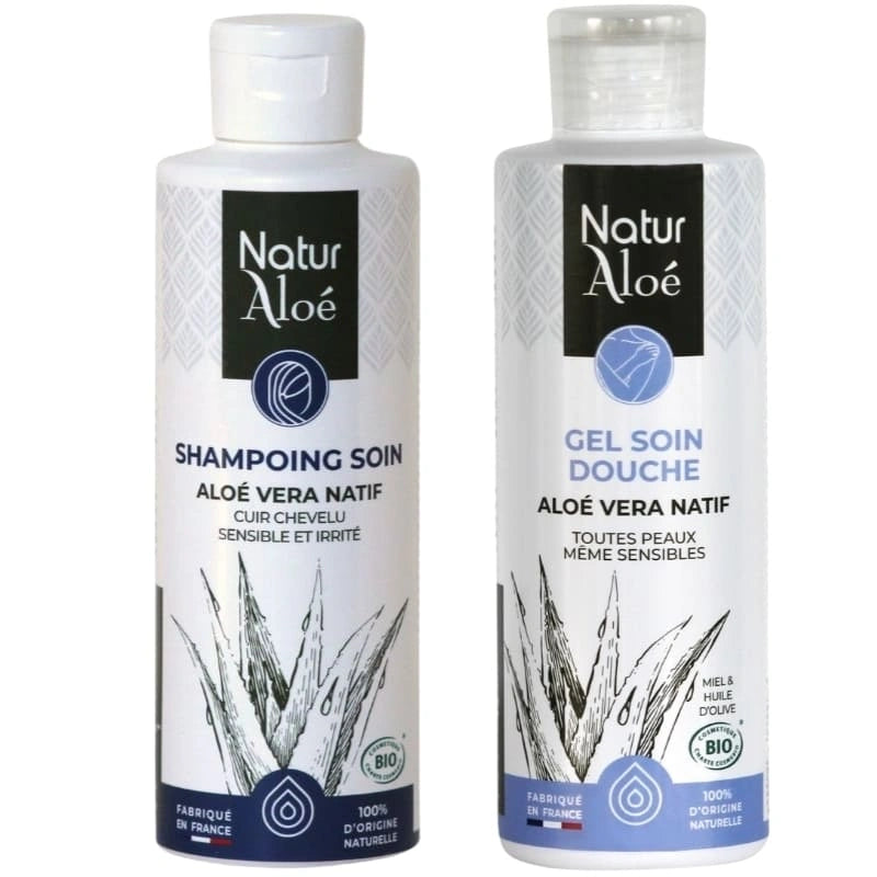 Duo Douche Aloe Vera Bio : Gel Soin Douche + Shampooing – NaturAloé