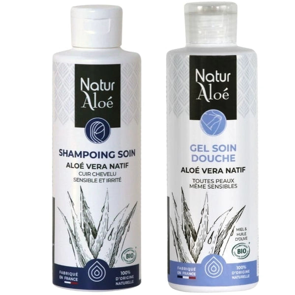Duo Douche à l’Aloé Vera – Corps & Cheveux – 2×200ml – certifiés Bio – NaturAloé