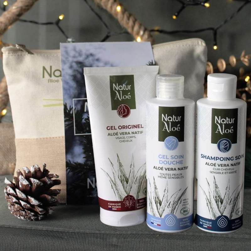 Coffret cadeau Noël routine cosmétique hydratation corps cheveux Aloé Vera Bio - NaturAloé