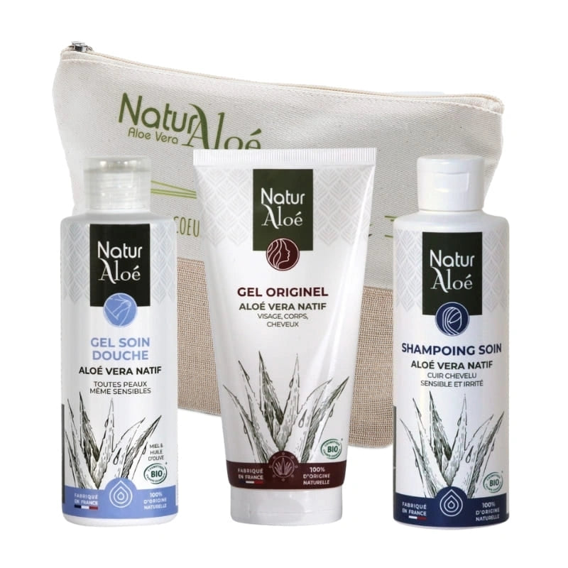 Routine Hydratation Corps & Cheveux NaturAloé - Shampoing, Gel Douche et Gel Originel - NaturAloé
