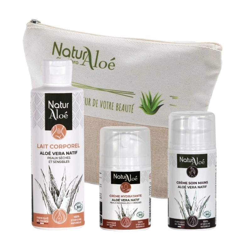 Routine Hydratation Visage & Corps NaturAloé - Lait Corps, Crème Visage, Crème Mains - NaturAloé
