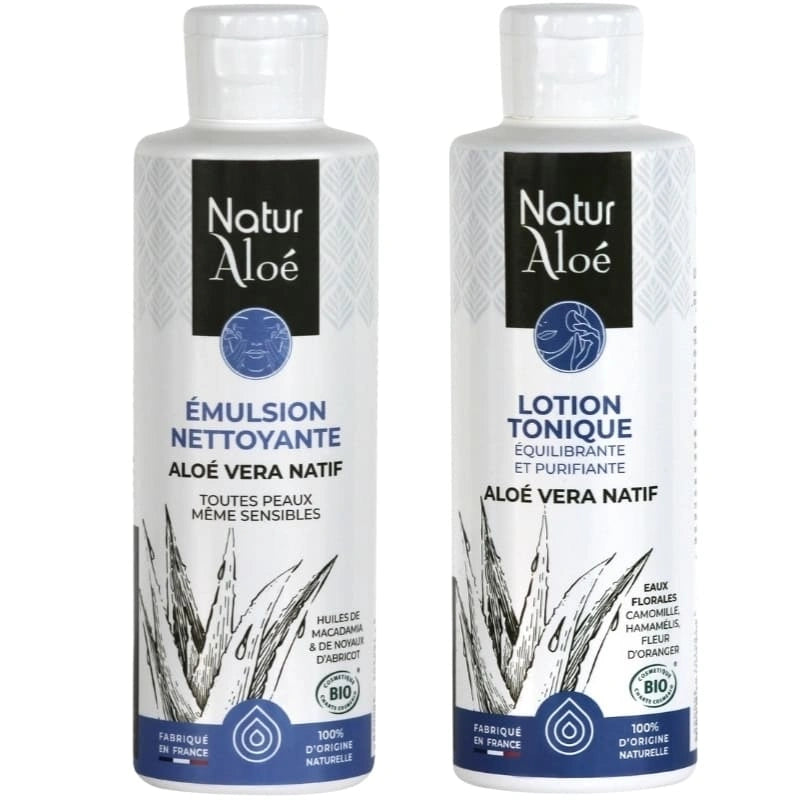 Duo Nettoyant Visage – Emulsion Nettoyante & Lotion Tonique – NaturAloé