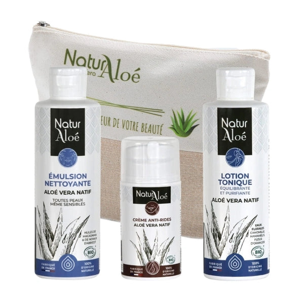 Coffret Anti-Âge à l’Aloé Vera – 3 Soins Visage – certifiés Bio – NaturAloé