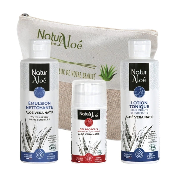 Coffret Anti-Imperfections à l’Aloé Vera – 3 Soins Visage – certifiés Bio – NaturAloé